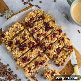 Pantry-Friendly Recipes: Delicious Meals from Store Cupboard Staples 19 peanut butter, chocolate and cranberry granola bars chopped into slices