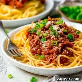 Pantry-Friendly Recipes: Delicious Meals from Store Cupboard Staples 6 Plate of spaghetti bolognese on a light background