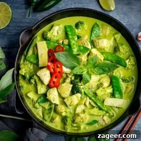 Pan of Thai green chicken curry