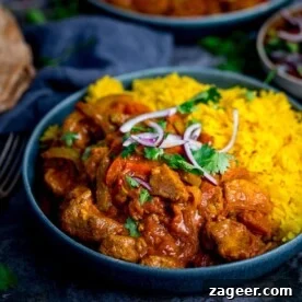 chicken jalfrezi with pilau rice