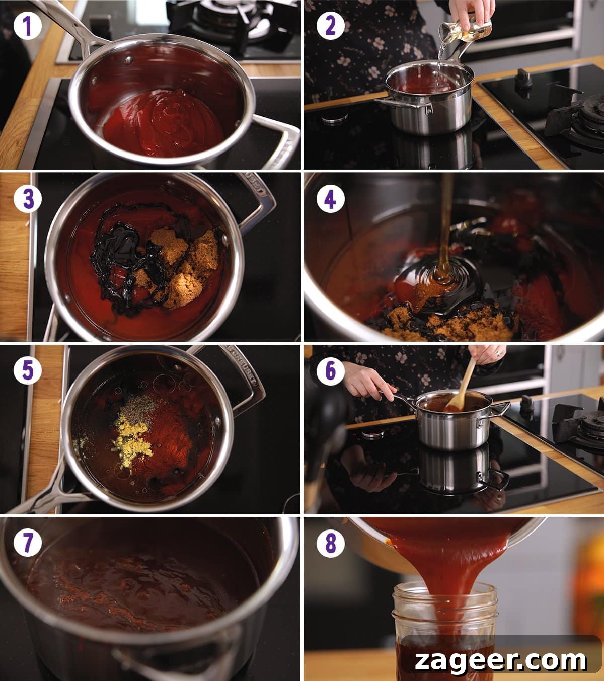Perfect BBQ Chicken Wings Recipe: Juicy, Crispy & Smoky 7 8 image collage showing how to make bbq sauce