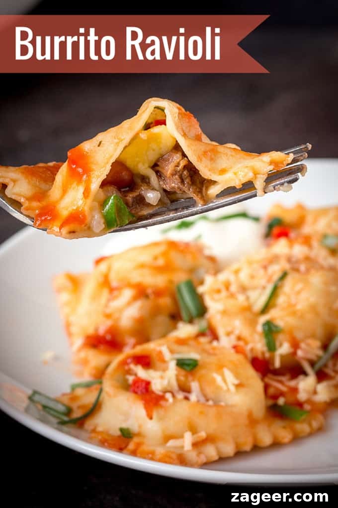 Spicy Burrito Ravioli Recipe: Cheesy, Saucy Dinner Idea 2 Burrito filled ravioli - taking burritos to a whole new level!!