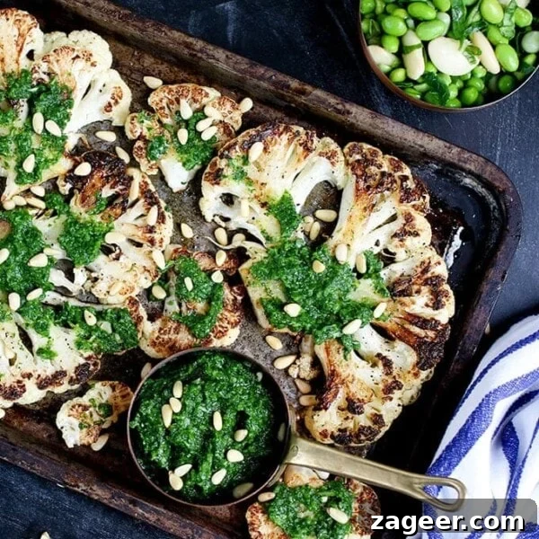 Crispy Bang Bang Cauliflower with Spicy Creamy Sauce 8 Cauliflower steak with spicy salsa verde. Cauliflower fried until golden, then poached in stock - a great meatless Monday meal!