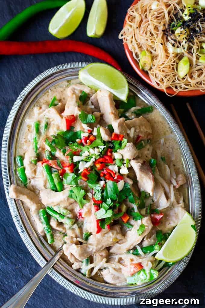 Crunchy Veg Peanut Pork Stir-Fry with Savory Sauce 2 Peanut pork - Tender pork with lots of fresh veg, cooked in an easy, homemade Thai sauce.