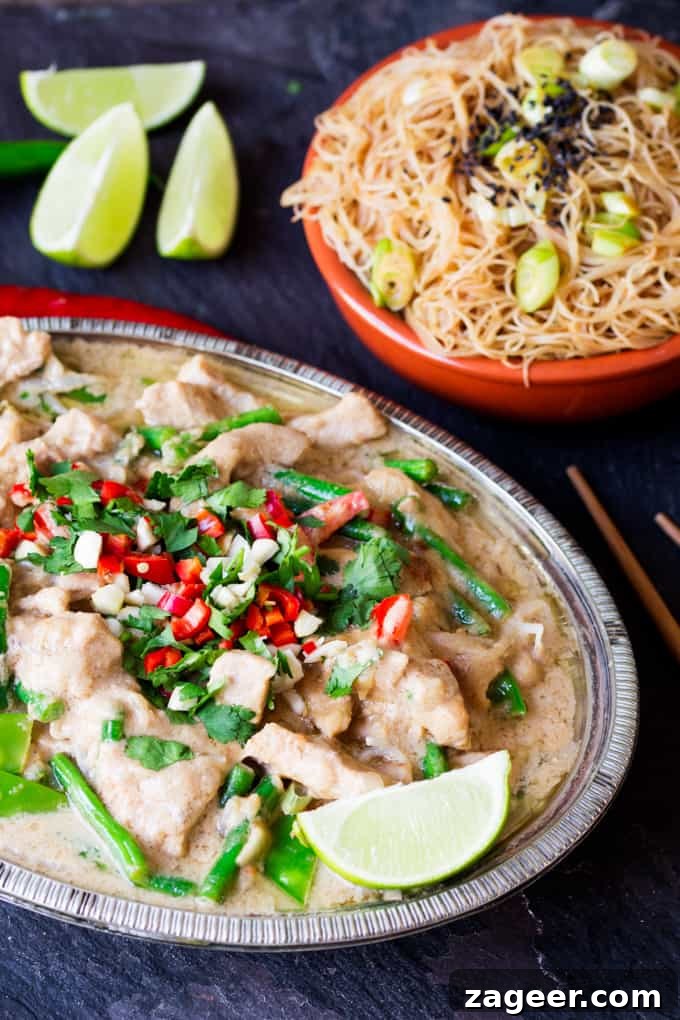 Crunchy Veg Peanut Pork Stir-Fry with Savory Sauce 3 Peanut pork - Tender pork with lots of fresh veg, cooked in an easy, homemade Thai sauce.