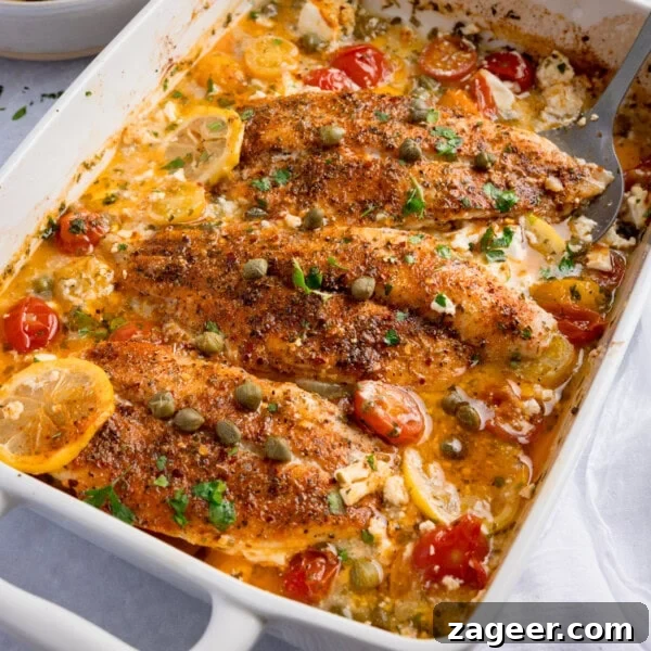 Baked fish with lemon and feta