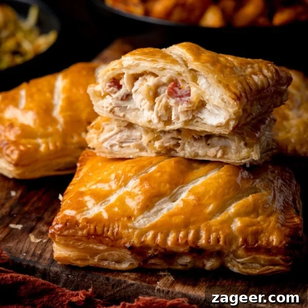 Classic Chicken Cacciatore Recipe: Rustic Italian Hunter’s Chicken 10 Chicken and bacon pasty sliced to show the filling.