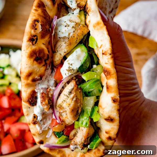 Classic Chicken Cacciatore Recipe: Rustic Italian Hunter’s Chicken 9 A toasted flatbread filled with chicken souvlaki and tzatziki.