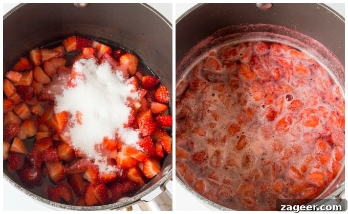 Homemade Strawberry Sauce Recipe for Desserts and Toppings 3 Strawberry Sauce prep collage