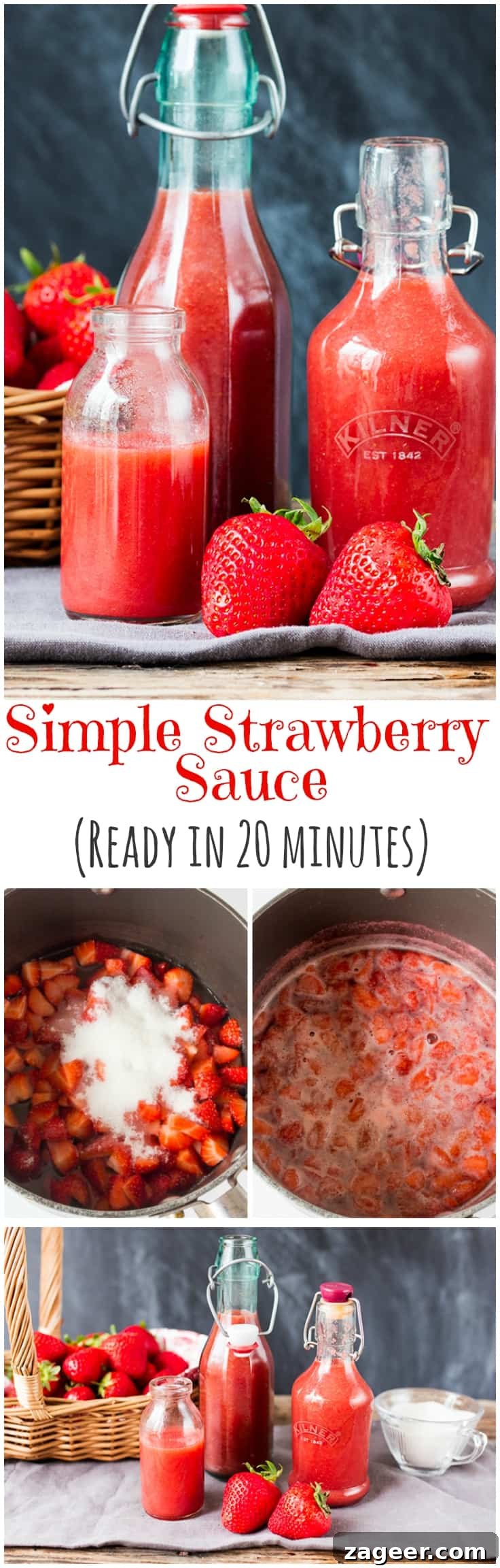 Homemade Strawberry Sauce Recipe for Desserts and Toppings 6 Simple Strawberry Sauce - use on ice cream, in popsicles, on granola - you can even use it as cordial.