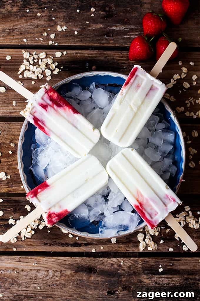 Honey-Filled Breakfast Popsicles with Yogurt and Fruit 3 Honey-filled breakfast popsicles. A healthy and fun summer breakfast for the whole family.