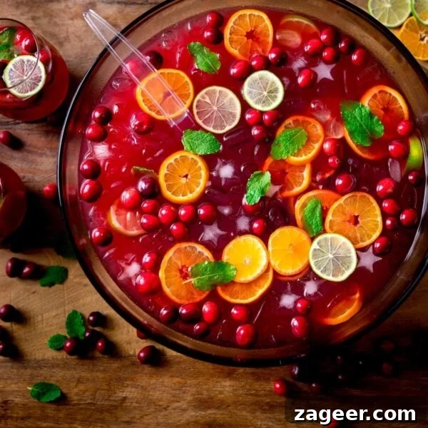 Christmas Cake Decorating Ideas for a Festive Finish 14 Square image of Festive Punch in a bowl topped with slices of citrus fruits and cranberries