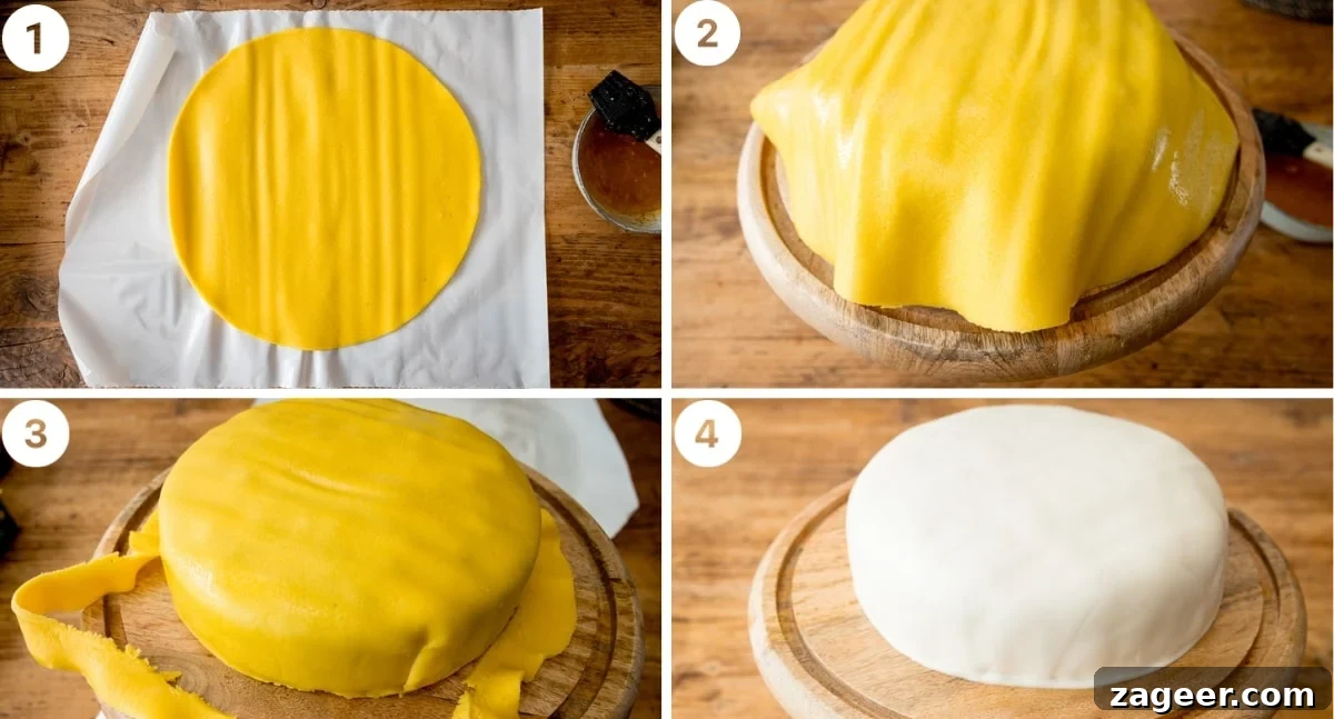 Christmas Cake Decorating Ideas for a Festive Finish 6 4 image college showing how to add marzipan and icing layers to a Christmas cake.