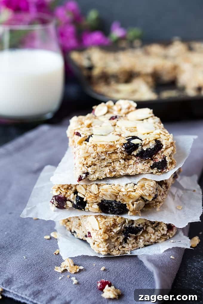 No-Bake Berry Bakewell Granola Bars: Raspberry Almond Snack Bars 2 These easy no-bake granola bars come together in minutes and the almond-y berry bakewell flavour is so addictive!