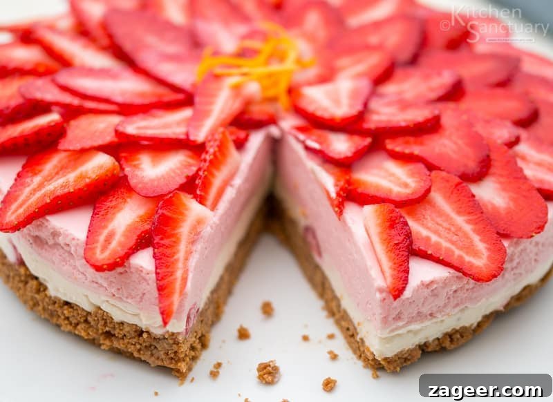 No-Bake Strawberry Vanilla Cheesecake Recipe for Summer Serving 3 Gluten Free Strawberry and vanilla cheesecake4