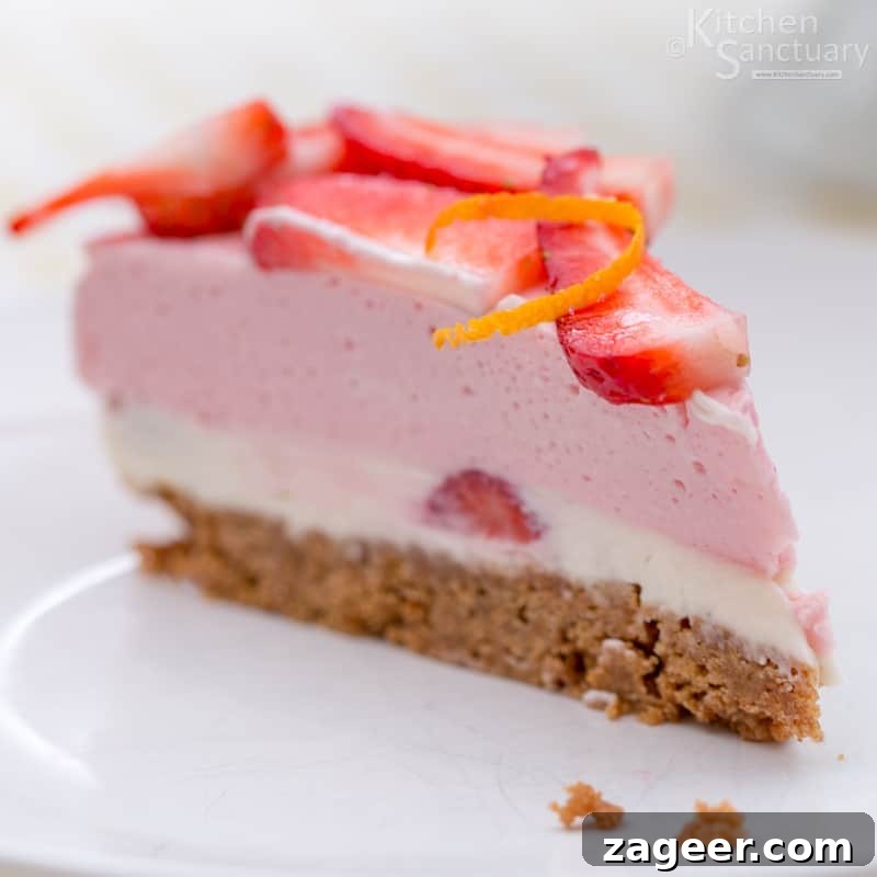 No-Bake Strawberry Vanilla Cheesecake Recipe for Summer Serving 4 Gluten Free Strawberry and vanilla cheesecake3