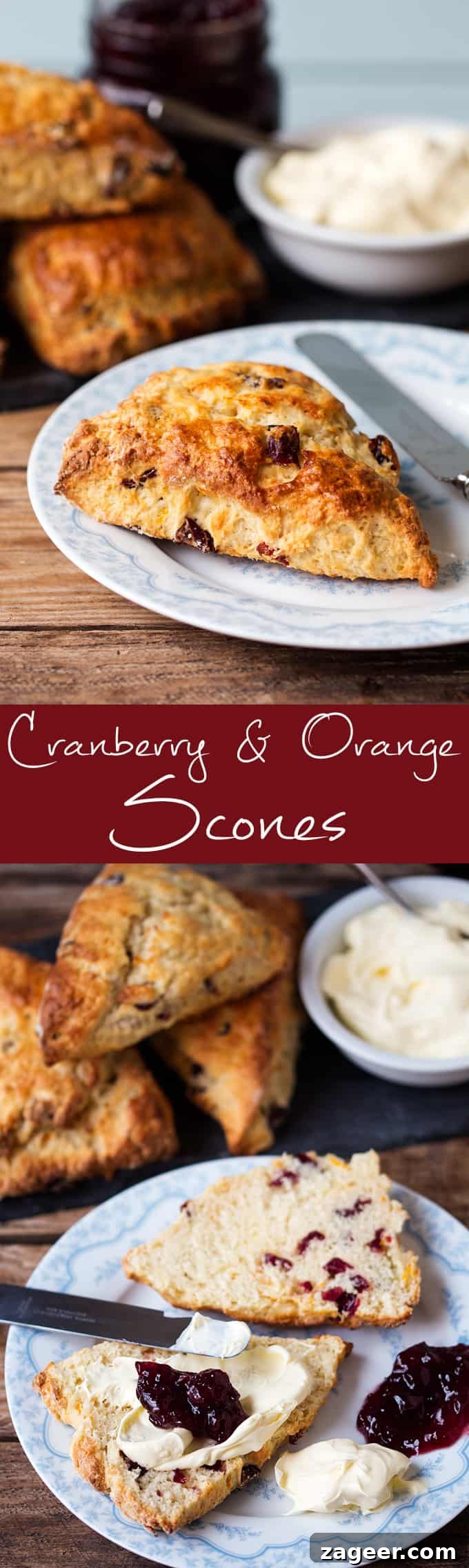 Cranberry and Orange Scones - Zesty, light and fluffy. So good with a dollop of clotted cream!