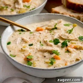 Chicken and rice soup with lemon and parmesan.