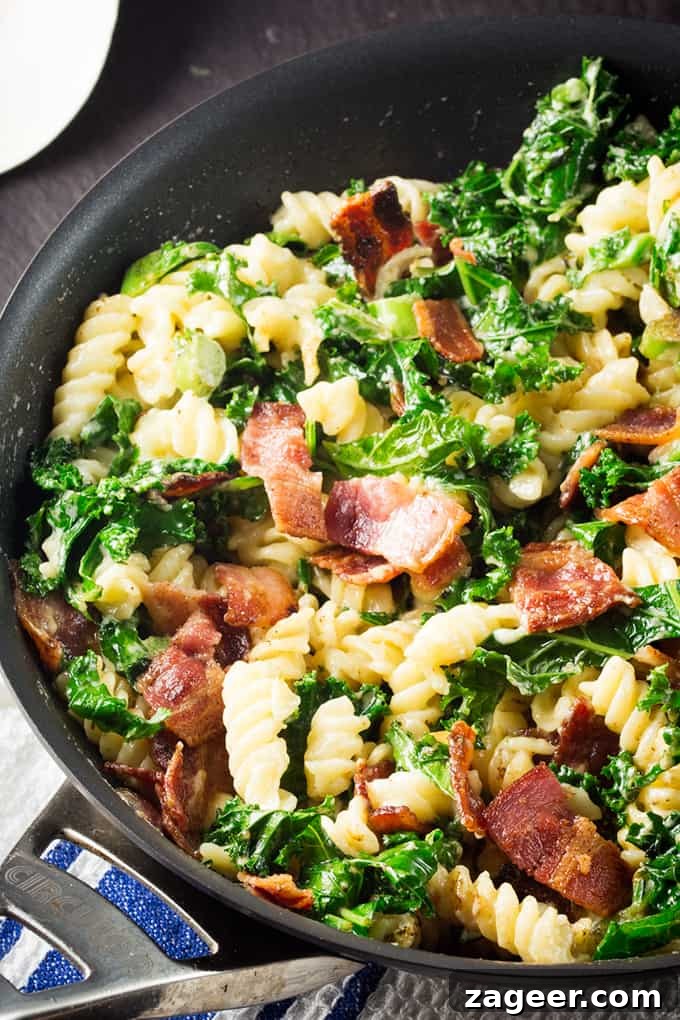 Creamy Bacon, Kale & Cheddar Pasta Recipe 4 Cheesy Pasta with Bacon and Kale - ready in 15 minutes!