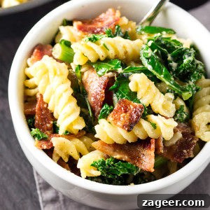 Creamy Bacon, Kale & Cheddar Pasta Recipe 5 img 4126 4