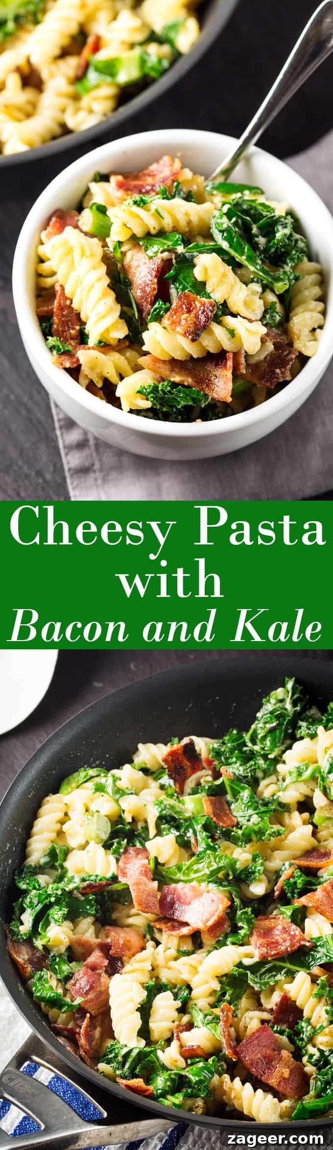 Creamy Bacon, Kale & Cheddar Pasta Recipe 6 Cheesy Pasta with Bacon and Kale - ready in 15 minutes!
