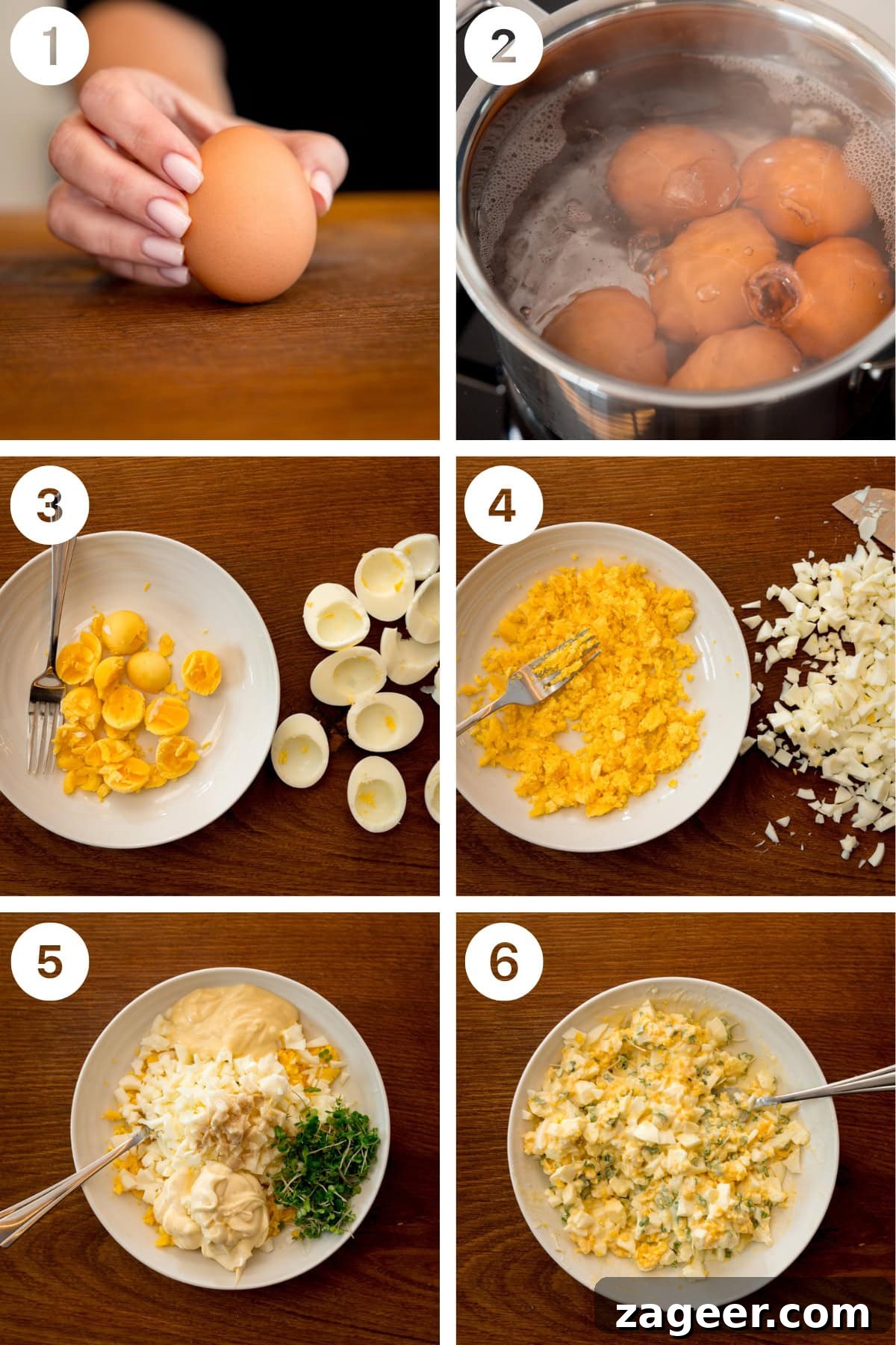 Creamy Egg Mayo Sandwich Recipe for Quick Meals 4 6 image collage showing how to make egg mayonnaise.