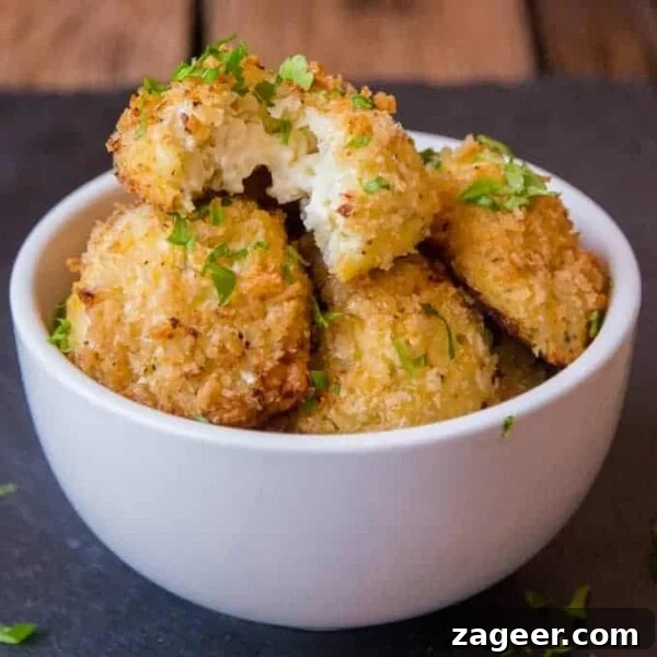 Smoky Roasted Cauliflower Salad with Lemon-Tahini Dressing 9 Cauliflower Arancini filled with creamy boursin cheese. Quicker and healthier than regular arancini. Baked rather than fried.