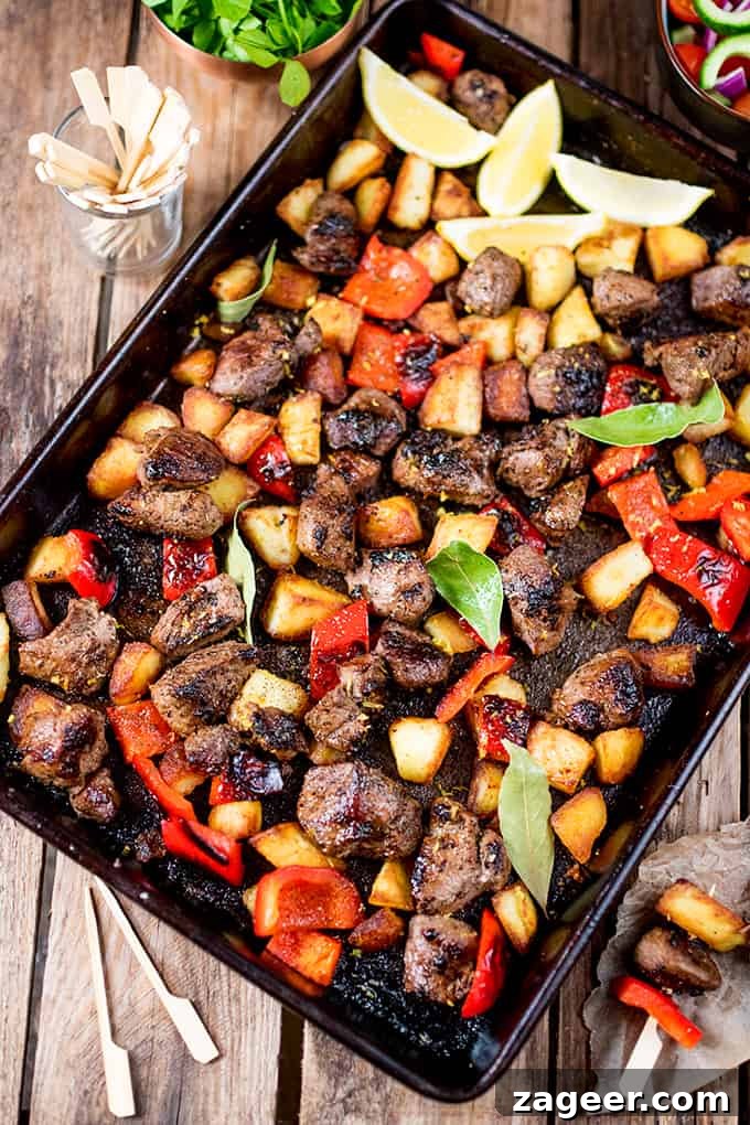 Greek-Style Marinated Lamb with Lemon-Roasted Potatoes 2 Marinated Greek lamb, packed full of flavour - pan-fried to caramelized perfection.