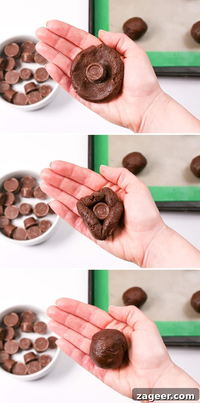 Gooey Rolo-Stuffed Chocolate Chip Cookies 4 Shaping the Gooey Rolo Stuffed Cookies