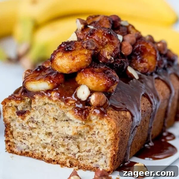 Cinnamon French Toast Recipe: Crispy, Custardy Morning Toast 11 Banana bread with caramelized bananas on a white background