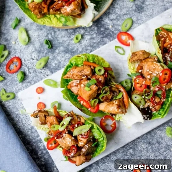 Turkey Lettuce Wrap Recipe: Flavorful Low-Carb Meal Ideas 12 Asian chicken lettuce wraps on a marble board