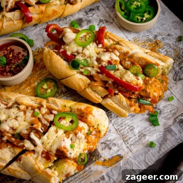 Chicken Tikka Pizza Recipe: Crispy Homemade Tandoori-Style Pizza 8 Toasted garlic bread filled with buffalo chicken, melted cheese, sliced red peppers, and topped with jalapeño slices and spring onions.