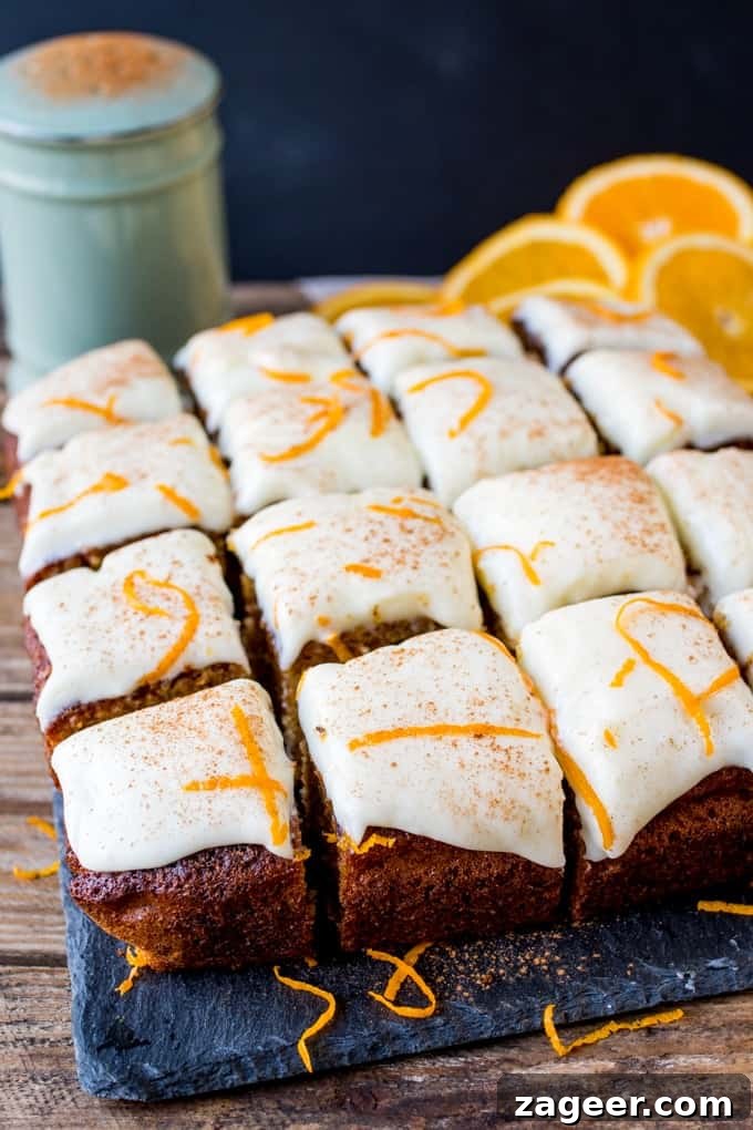 Carrot and Orange Tray Bake with Orange-Soaked Raisins 3 carrot tray bake on a slate board