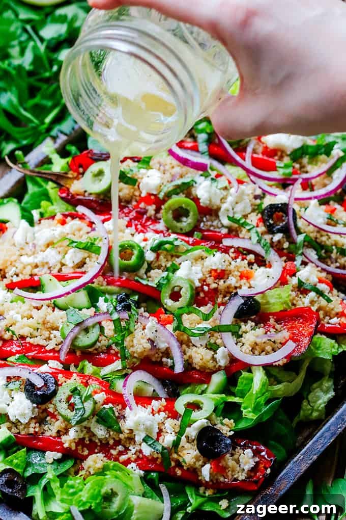 Roasted Romano Peppers Stuffed with Feta and Couscous 3 Couscous and Feta Stuffed Peppers - Serve them as a light lunch or side dish.