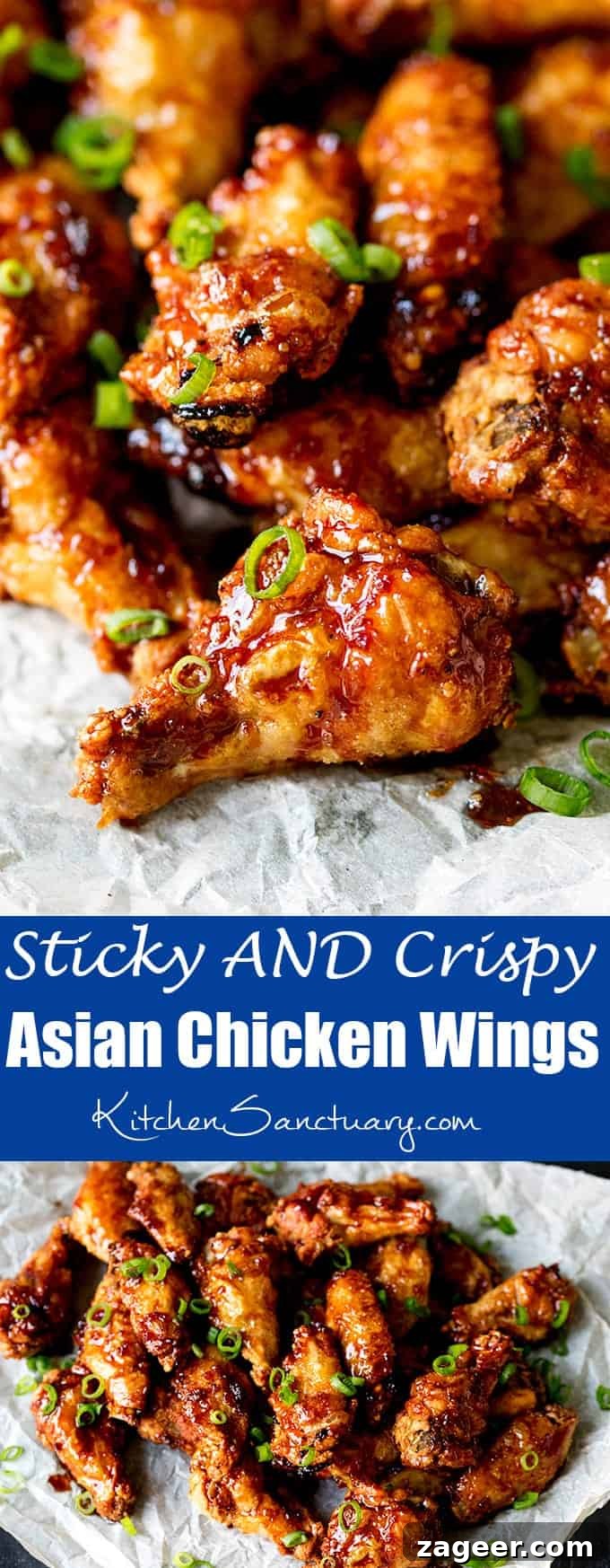 Sticky Crispy Asian-Style Chicken Wings Recipe 8 These Asian Chicken Wings are Sticky AND Crispy. The best party food ever!