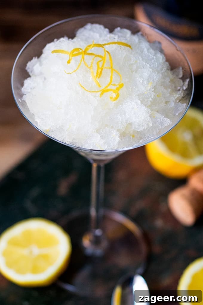 Prosecco Lemon and Ginger Sorbet. A seriously refreshing boozy dessert - perfect for a hot summers day.