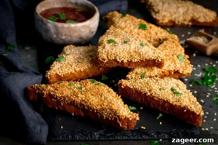 Sesame prawn toast with sweet chilli sauce