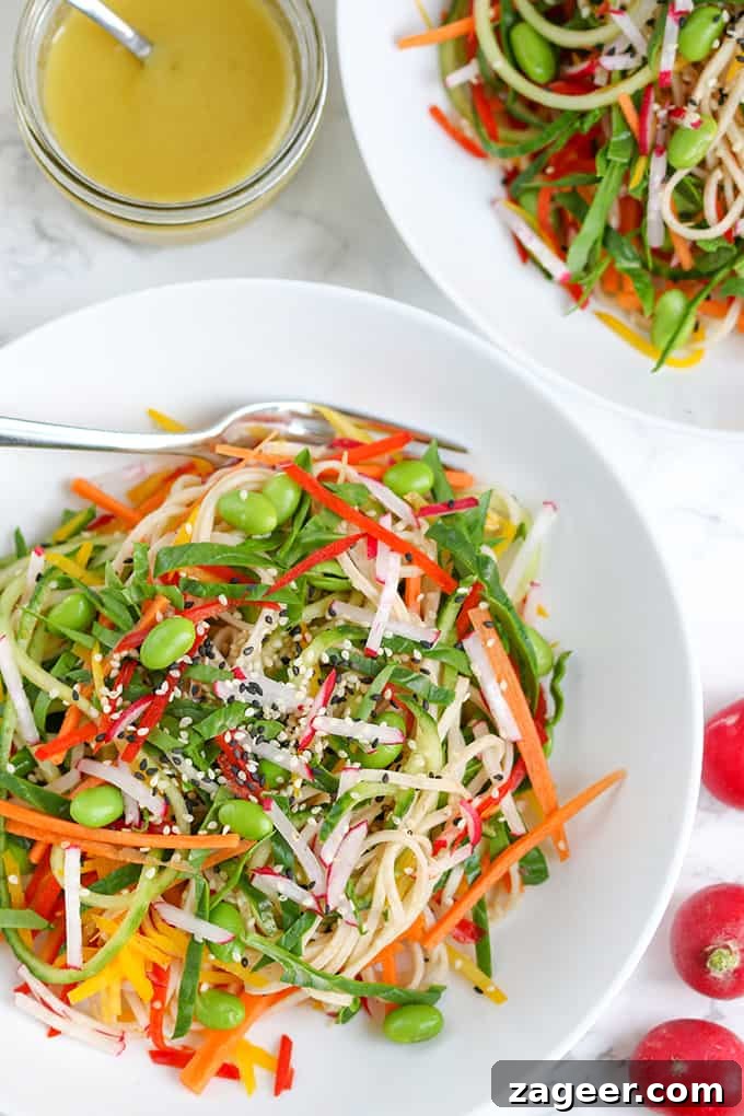 Colorful Rainbow Noodle Salad with Tangy Dijon Mustard Dressing 3 Rainbow noodle salad with Dijon mustard dressing - A crisp, light summer salad with a delicious zingy dressing!