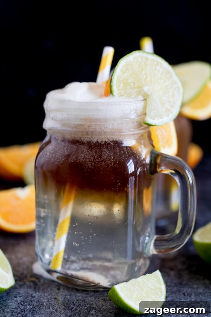 Frozen Spiced Rum Float Recipe for Summer Cocktails 2 Spiced Rum Float with Lemon Sorbet - a wickedly good drink for the weekend!