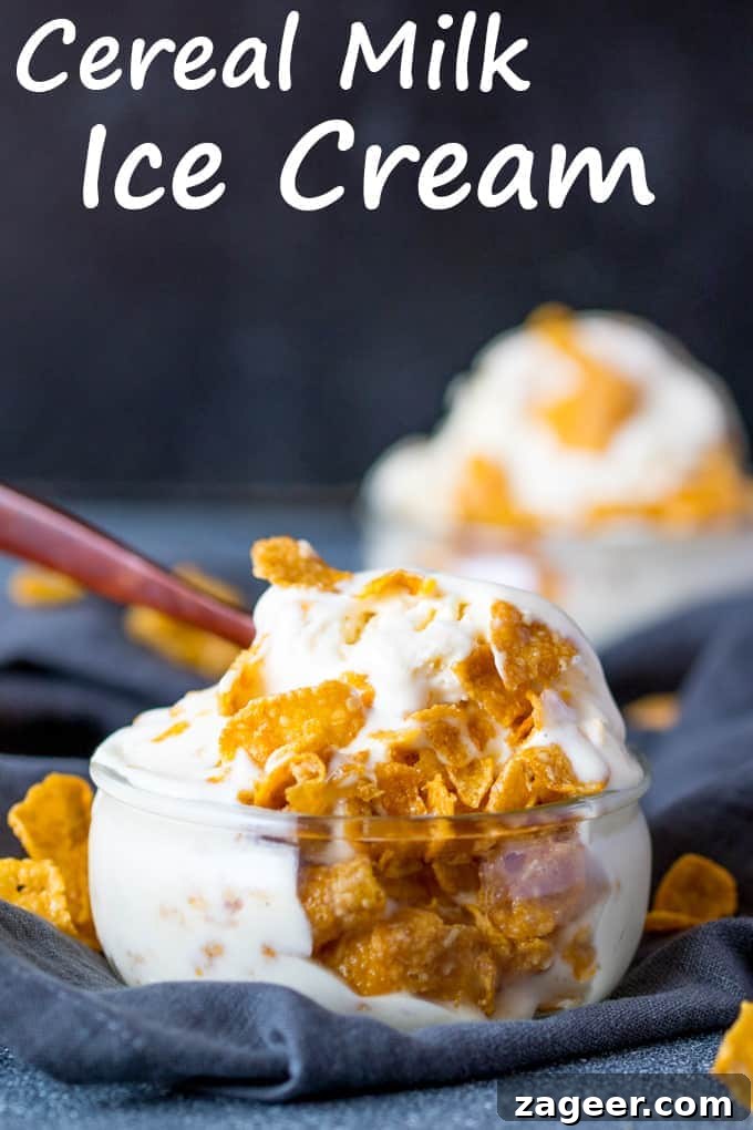 Cereal Milk Ice Cream Recipe (No-Churn) 3 An easy make-at-home ice cream with all the flavour of cereal milk! (Crunchy Nut Cornflake flavour) No ice-cream maker required!
