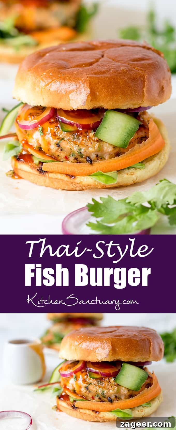 Thai-style fish burgers with sweet chilli sauce - really simple to make and they taste amazing!
