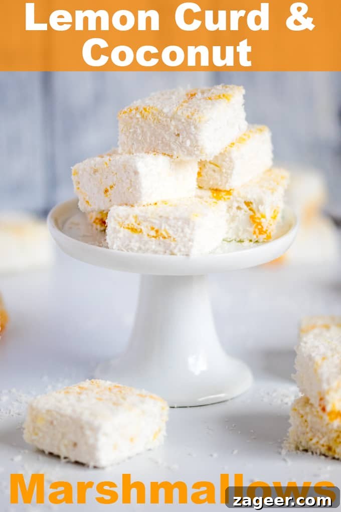 Lemon Curd Coconut Marshmallows — Tart, Tropical Confections 2 Lemon Curd and Coconut Marshmallows - light and fluffy, these marshmallows make an amazing homemade gift!