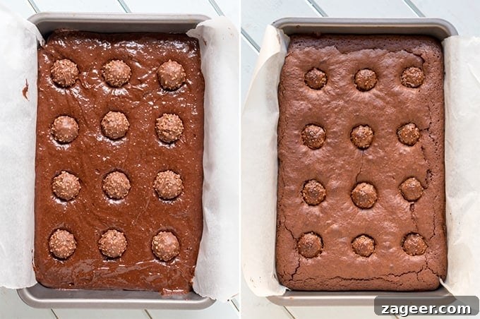 Ferrero Rocher Brownies with Silky Milk Chocolate Ganache 4 ferrero-rocher-brownies-prep-collage