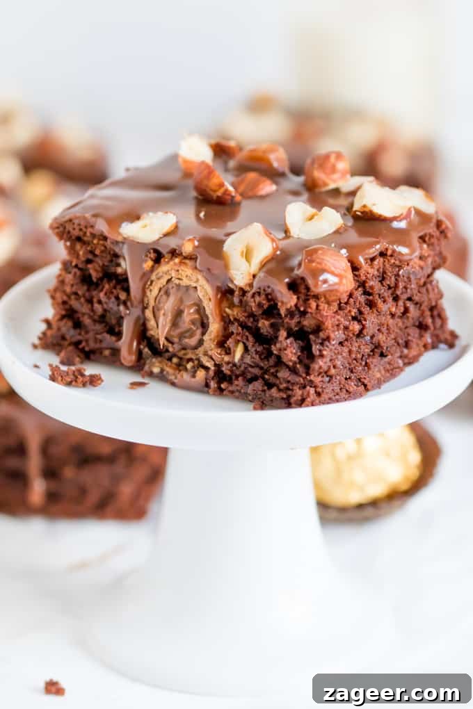 Ferrero Rocher Brownies with Silky Milk Chocolate Ganache 5 These Ferrero Rocher Brownies are the ultimate treat to go with your afternoon cup of coffee!