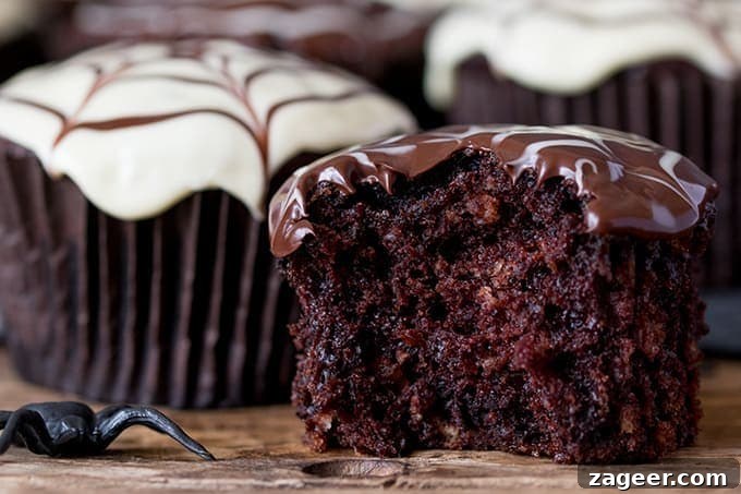 Spider Web Chocolate Cupcakes for Halloween Parties 8 Easy to make and so striking - the kids will love helping to make these Halloween Spider Web Chocolate Cupcakes.