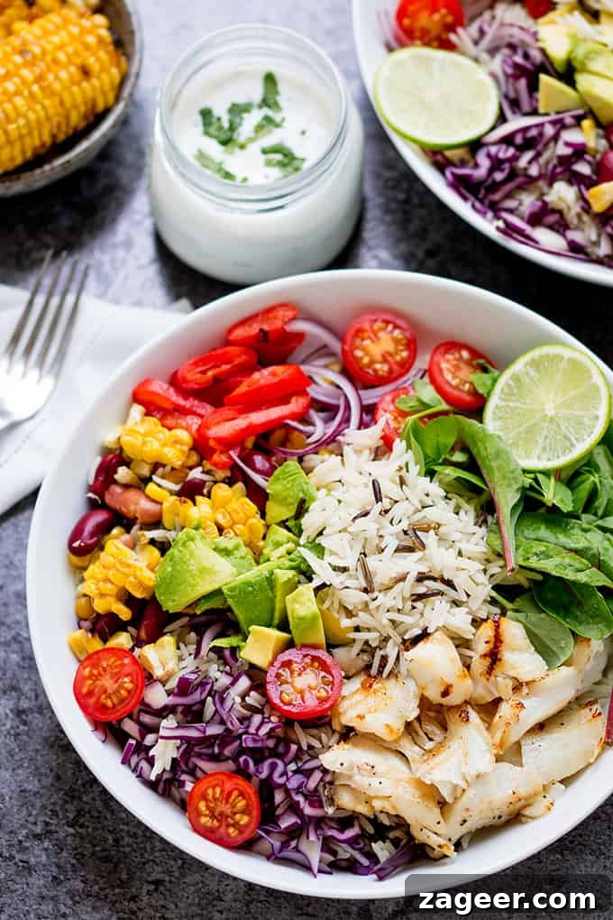 Zesty Fish Taco Bowl with Tangy Yogurt Lime Dressing 2 This Fish Taco Bowl with Zingy Yoghurt Dressing makes a fantastic energising dinner. Packed with healthy ingredients and gluten free too.