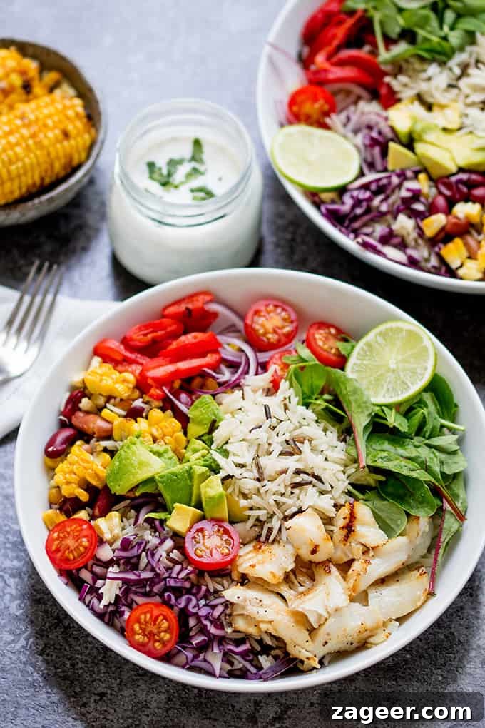 Zesty Fish Taco Bowl with Tangy Yogurt Lime Dressing 3 This Fish Taco Bowl with Zingy Yoghurt Dressing makes a fantastic energising dinner. Packed with healthy ingredients and gluten free too.