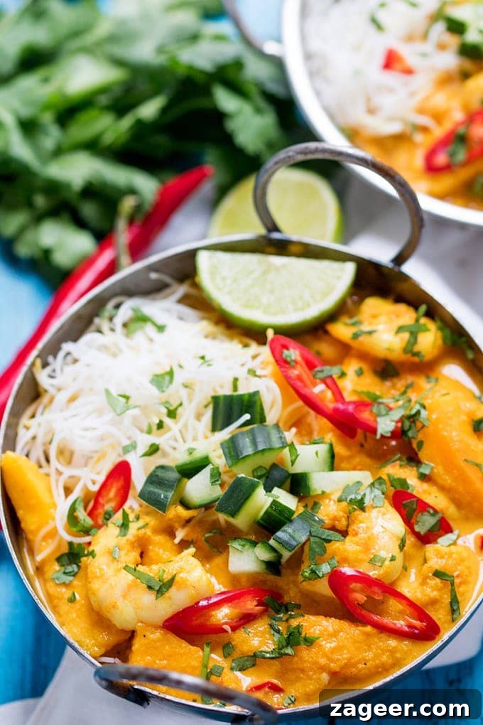 Spicy Prawn and Mango Curry Noodle Bowl Recipe 2 This Prawn and Mango Curry Noodle Bowl is fresh, fragrant and spicy! Plus it's gluten free too!