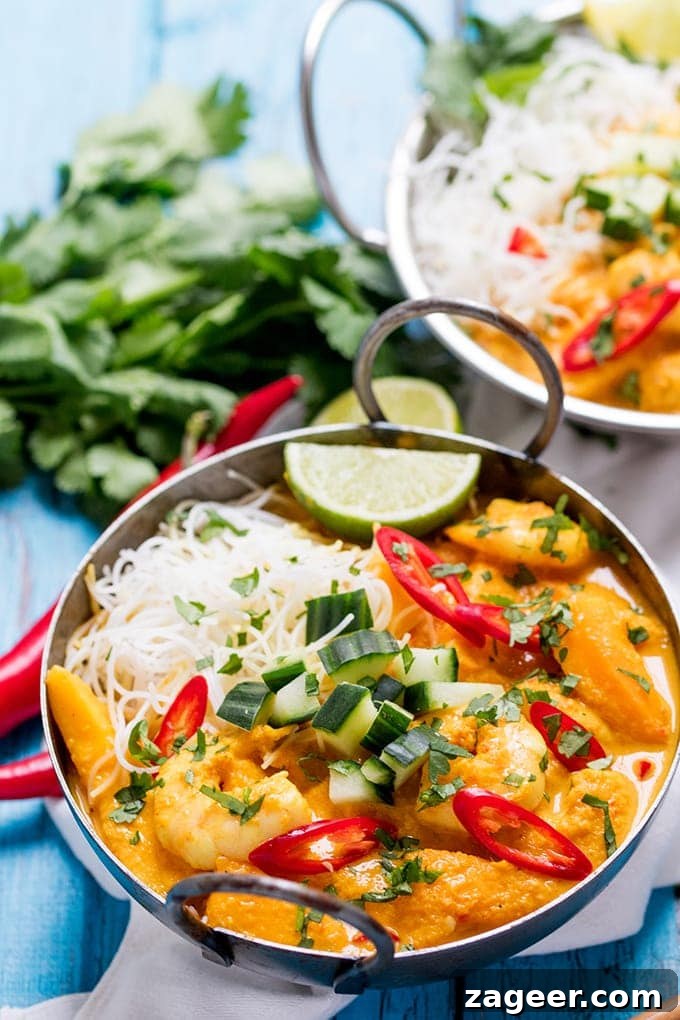Spicy Prawn and Mango Curry Noodle Bowl Recipe 3 This Prawn and Mango Curry Noodle Bowl is fresh, fragrant and spicy! Plus it's gluten free too!