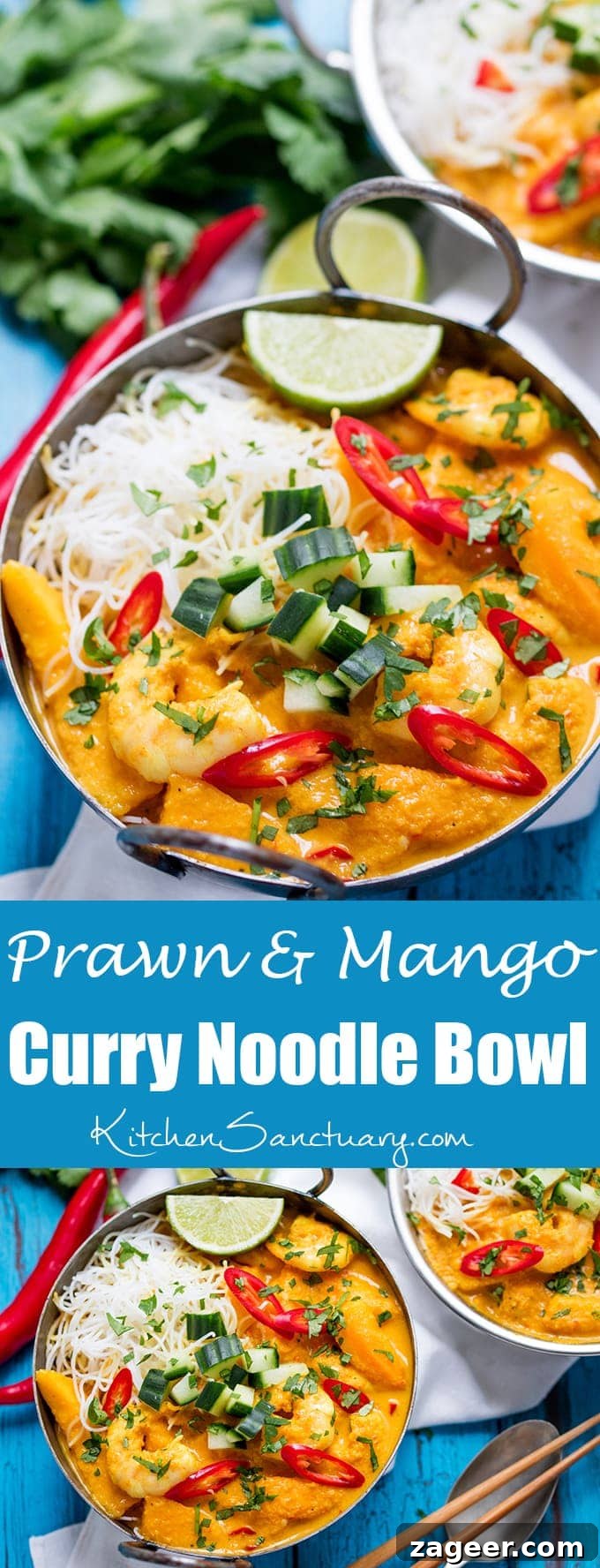 Spicy Prawn and Mango Curry Noodle Bowl Recipe 5 This Prawn and Mango Curry Noodle Bowl is fresh, fragrant and spicy!